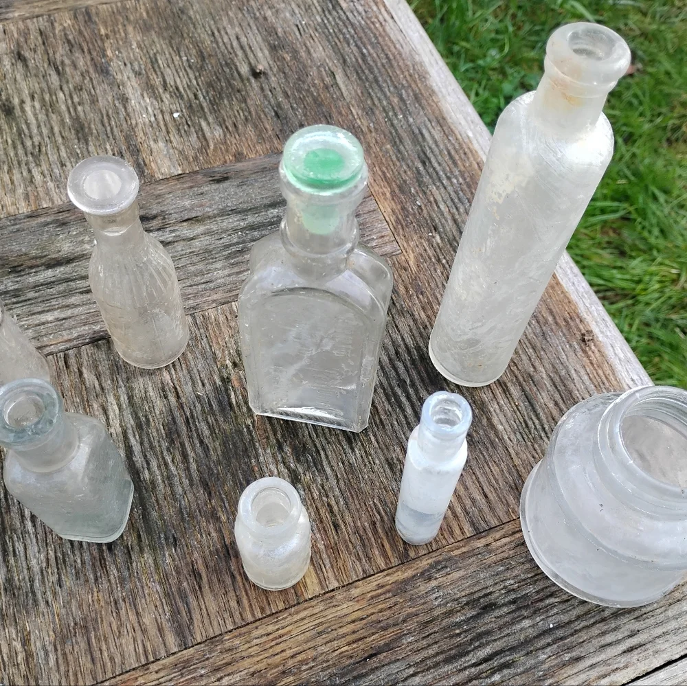 Collection of 8 vintage antique bottles
